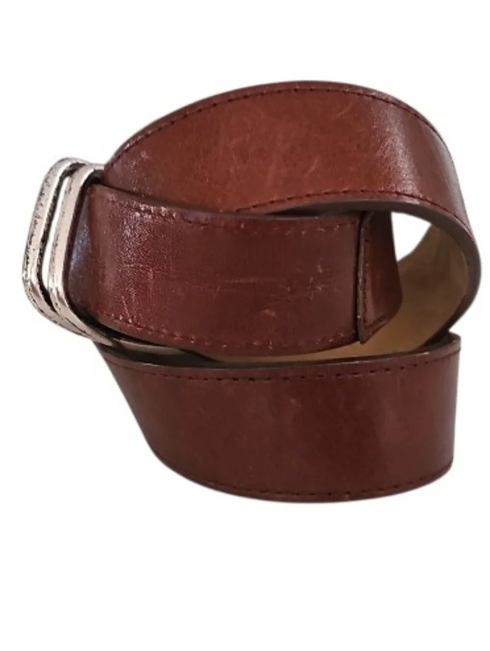Vintage DKNY Buffalo Calf Leather Belt Women M Brown Made USA Minimalist Classic